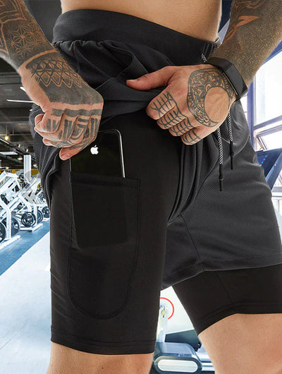 Short 2-en-1 — double couche intégrée, vue dos